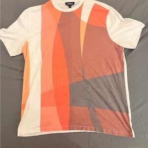Express Men's Orange and Gray Graphic Tee